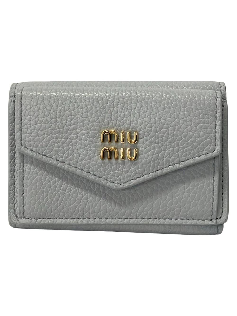 Miumiu Light Blue Leather Trifold #376410M54B